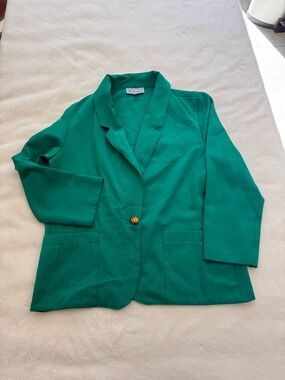 Vintage Green Women's Single-Button Blazer Jacket